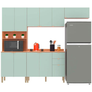 Cozinha Completa Joy com 11 Portas 2 Gavetas 5 Prateleiras e Nicho