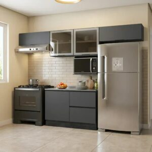 Cozinha Completa Modulada 5 Peças com Nicho para Micro-Ondas e Balcão — Eletroportáteis