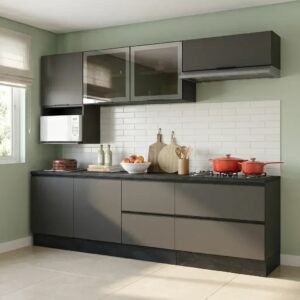 Cozinha Completa Modulada 7 Peças com Nicho para Micro-Ondas e Balcão