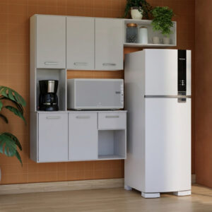 Cozinha Completa Suspensa Armário Aéreo com Nicho para Micro-ondas
