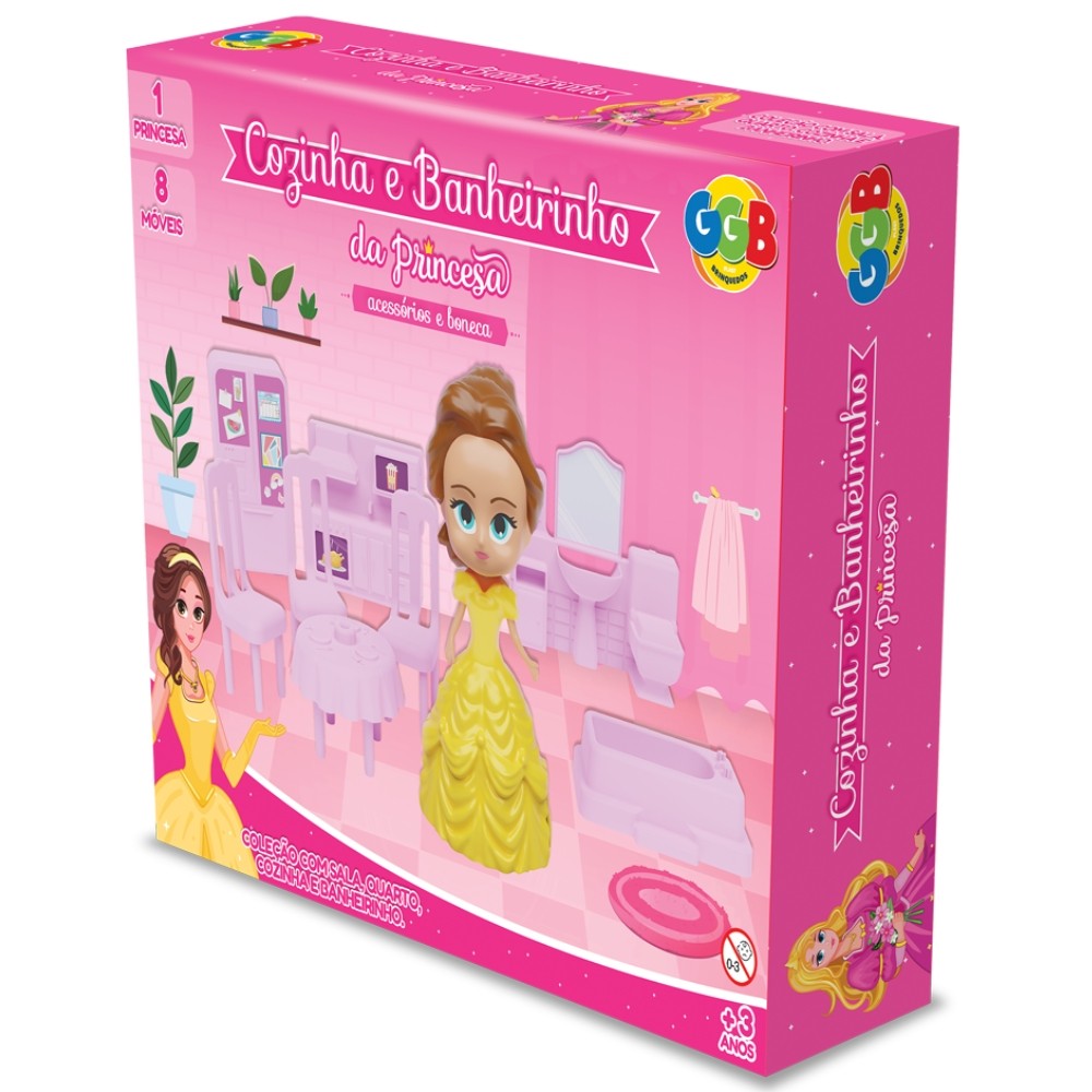 Cozinha E Banheirinho DA Princesa Ggb Brinquedos Acessórios Boneca