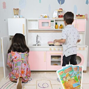 Cozinha Infantil Geladeira Máquina Lavar Madeira Brinquedo Faz de