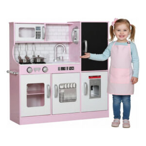 Cozinha Infantil Grande Mdf Rosa com Lava Louça Geladeira Fogão Pia