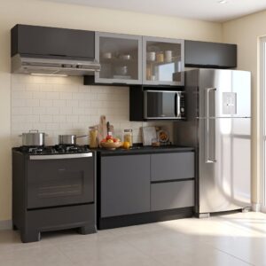 Cozinha Modulada 5 Peças com Nicho para Micro-Ondas e Balcão com