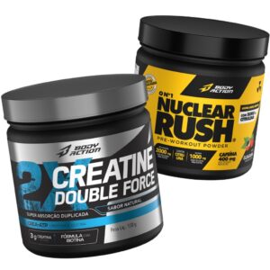 Creatina Double Force 150g Pré Treino Nuclear Rush 100g Bodyaction
