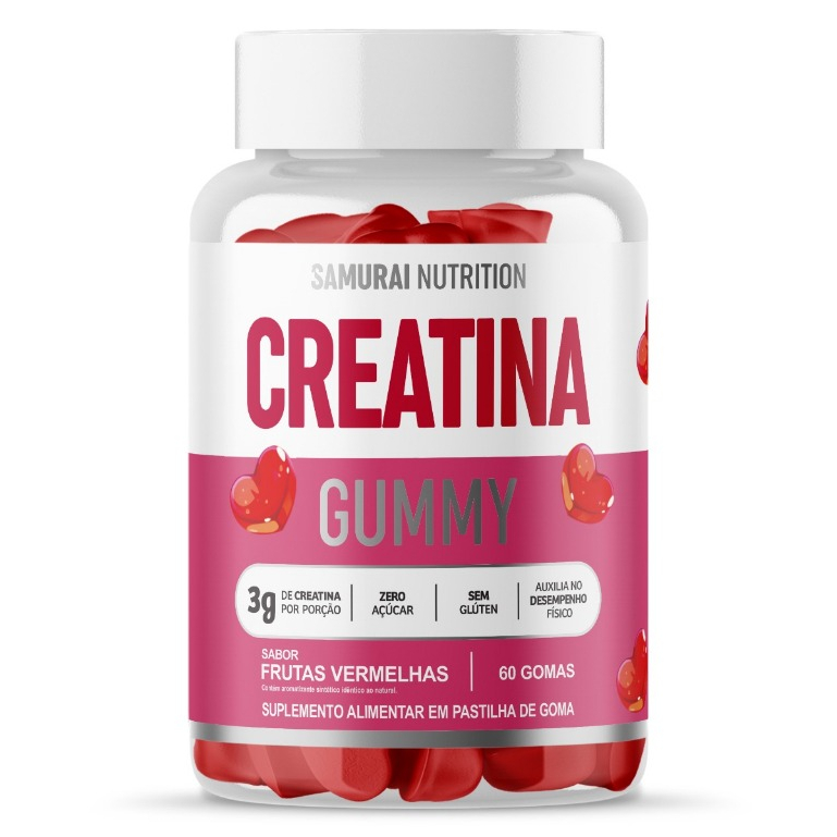 Creatina Gummy 60 Gomas Frutas Vermelhas Samurai Nutrition