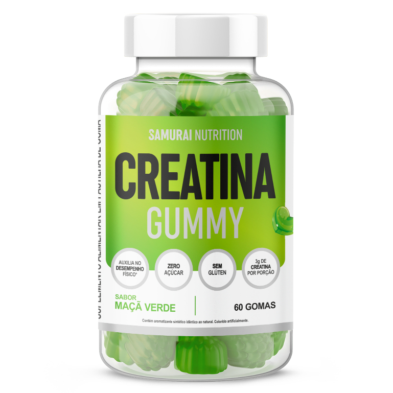 Creatina Gummy 60 Gomas Maça Verde Samurai Nutrition