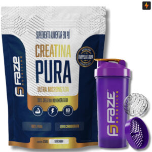 Creatina Monohidratada 100% Pura 250g Faze Nutrition Coqueteleira