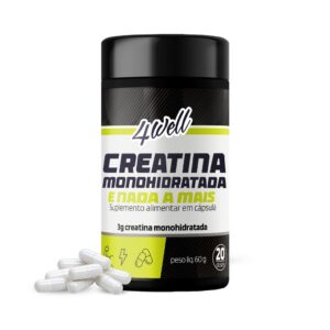 Creatina Monohidratada 3g 4Well 120 Cápsulas 100% Pura Prática Sem