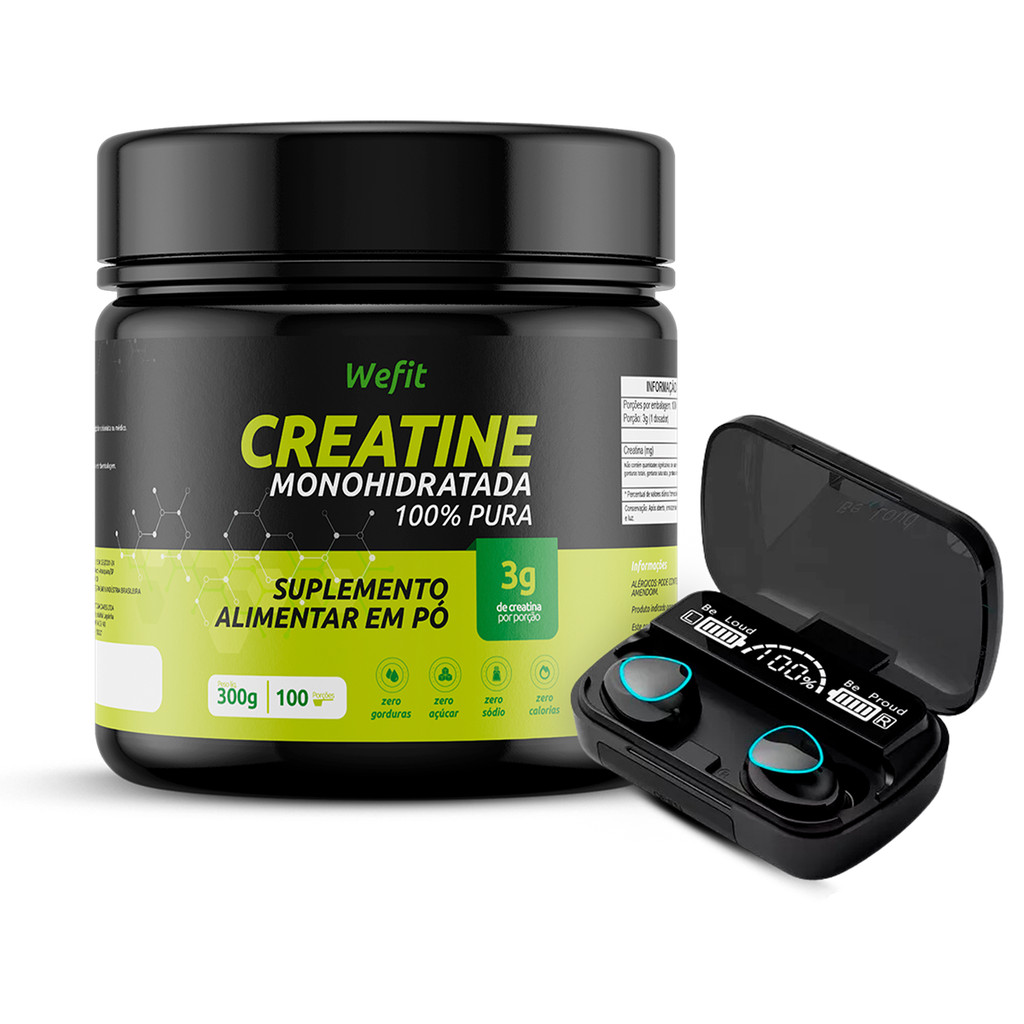 Creatina Monohidratada Pote 300g Wefit Fone De Ouvido Bluetooth