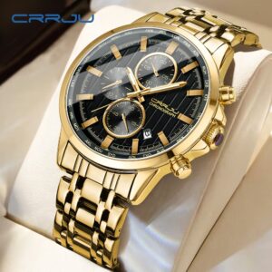 Crrju Fashion Luxury Business Design Aço Inoxidável Relógio