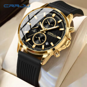 Crrju Marca De Moda Relógio Masculino À Prova D’água Pulseira De