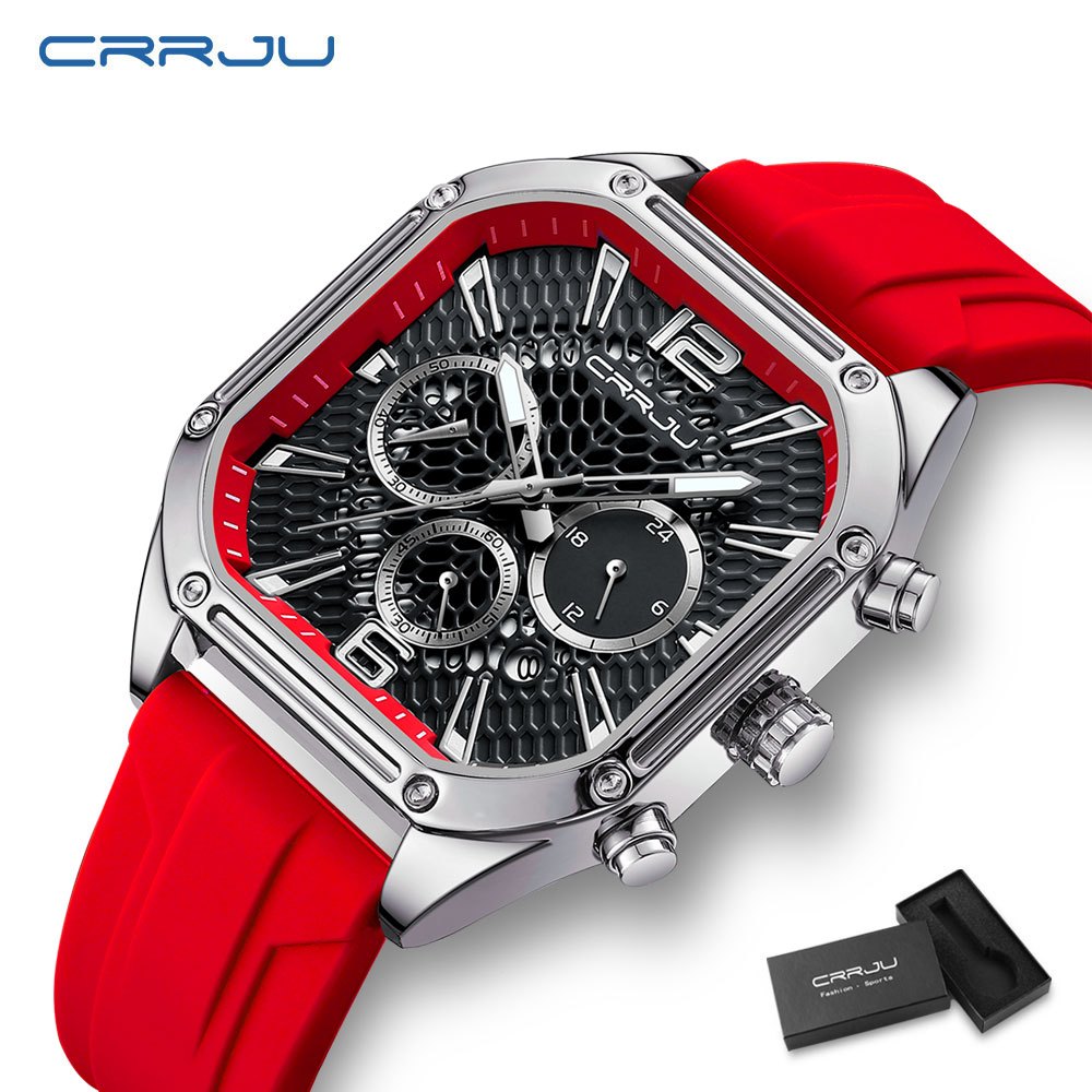 Crrju Marca Original Relógio De Masculina Quadrado Design Único — Relógios e Óculos