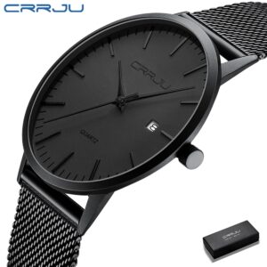 Crrju Moda Mens Relógios Ultra Fino Quartz Casual À Prova D’água 2172