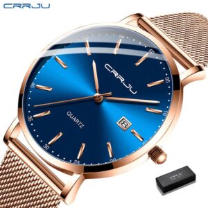 Crrju Novo Strass Moda Quartzo Relógio feminino Causal Classey Luxo