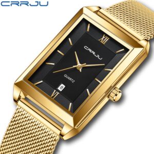 Crrju Relógio De Marca Original Masculina De Mostrador Quadrado Moda
