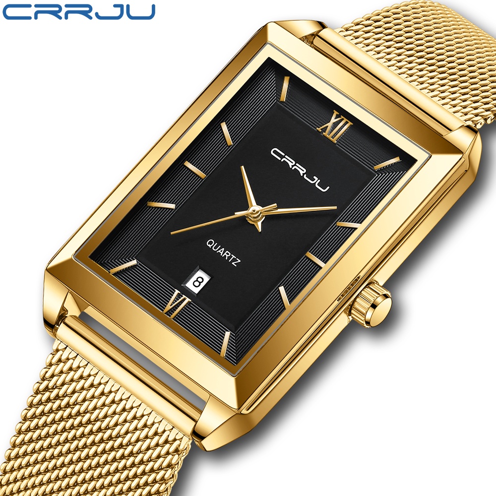 Crrju Relógio De Marca Original Masculina De Mostrador Quadrado Moda