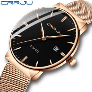 Crrju Relógio De Moda Casual Masculina Design Simples Quartzo À Prova — Relógios e Óculos