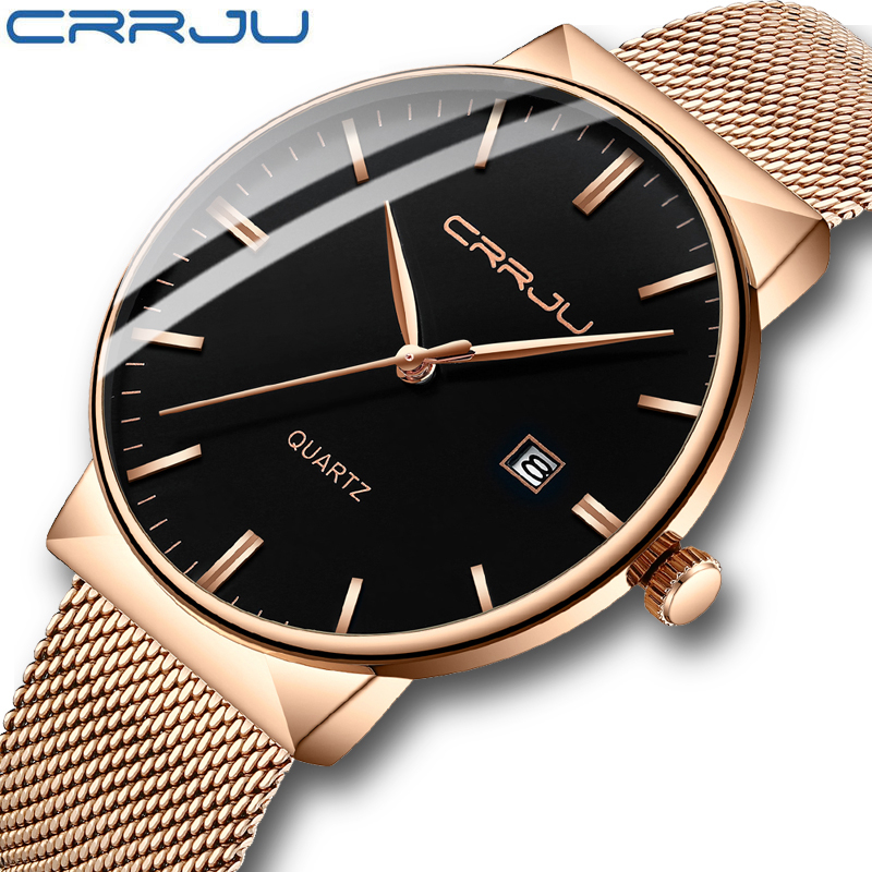Crrju Relógio De Moda Casual Masculina Design Simples Quartzo À Prova — Relógios e Óculos