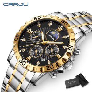 Crrju Relógio De Quartzo À Prova D’água Marca Top Luxury Men’s