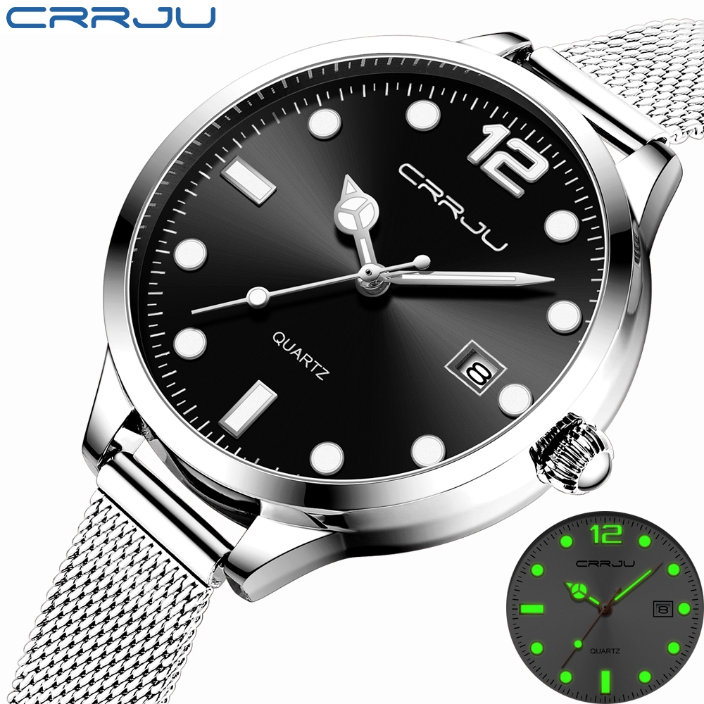 Crrju Relógio Feminino De Aço Inoxidável Luminoso Moda Criativa