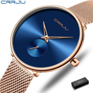 Crrju Relógio feminino Marca de luxo Top Fashion Quartz Aço