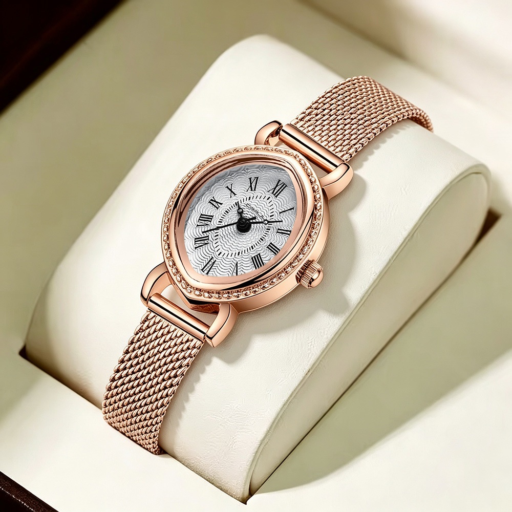 Crrju Relógio Feminino Marca Original Ouro Luxo Aço Inoxidável