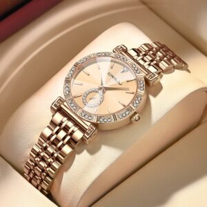 Crrju Relógio Feminino Original De Aço Inoxidável Genuíno Quartzo