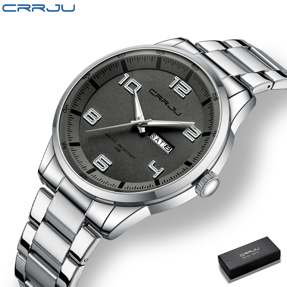 Crrju relógio masculino a prova d água Top Luxo Brilhante Moda