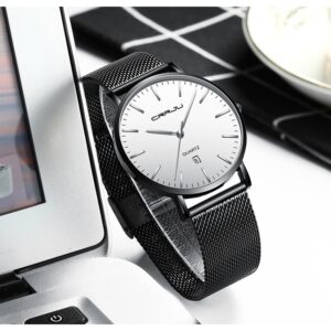 Crrju Relógio Masculino De Marca Superior De Luxo Ultrafino De Aço