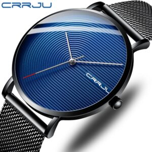 Crrju Relógio Masculino Empresarial Analógico Quartzo De Aço