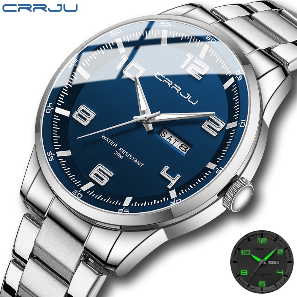 Crrju Relógio Masculino Marca Original Moda Simples Luminoso