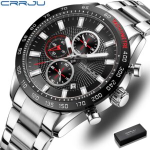Crrju Relógio Masculino Novo Cronógrafo Multifuncional Desenho
