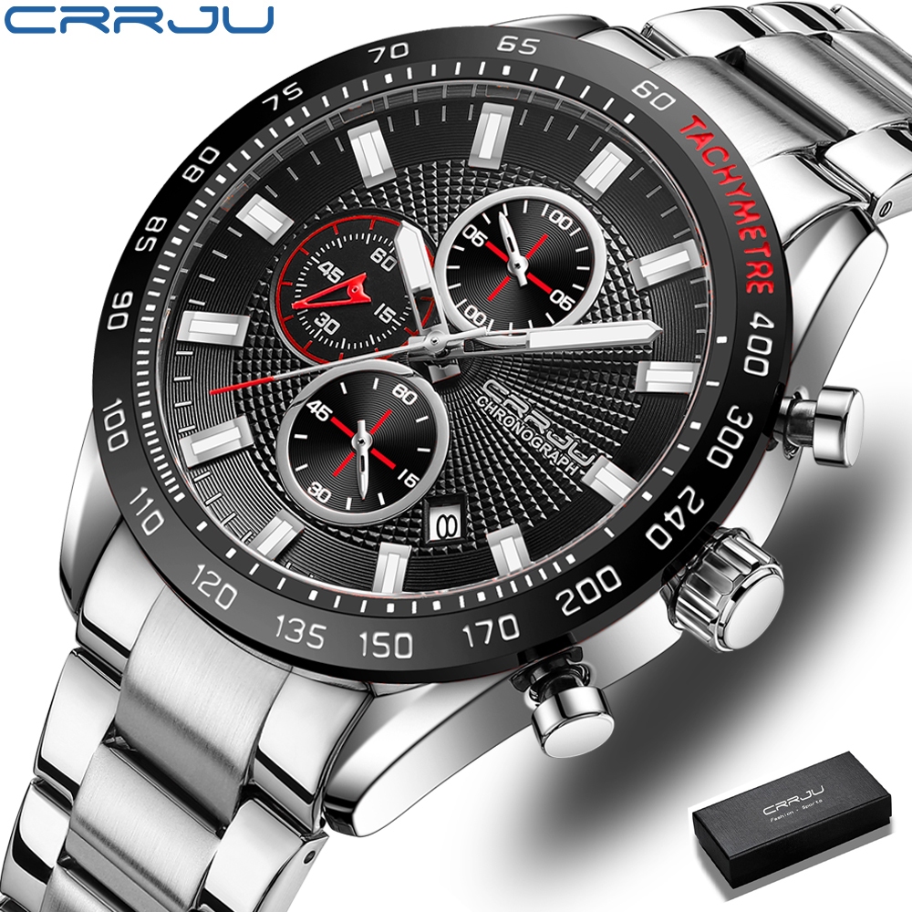 Crrju Relógio Masculino Novo Cronógrafo Multifuncional Desenho
