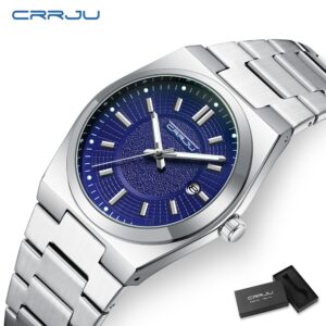 Crrju Relógio Masculino Recém-Chegado Moda Genuína Pulseira De Aço — Relógios e Óculos