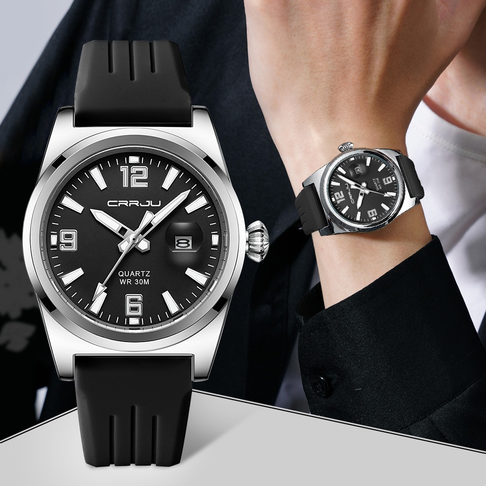 Crrju top Luxo Moda Tendência Relógio Masculino design Simples