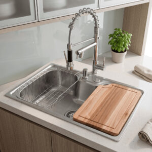 Cuba Gourmet Aço Inox 50×40 Cozinha Torneira Spray Monocomando de