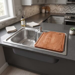 Cuba Gourmet Cozinha 60x42cm Aço Inox Com Tábua De Corte