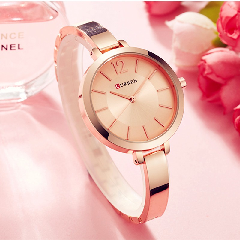 Curren Feminino Casual Simples Pulseira De Aço Inoxidável Relógio De