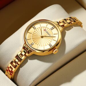 Curren Novos Relógios Femininos Marca Original Aço inoxidável Ouro