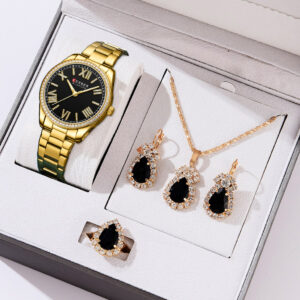 Curren Original Relógio Feminino Grande Mostrador Ouro Luxo Aço