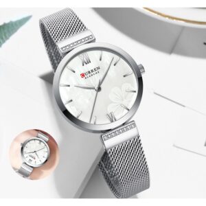 Curren Relógio De Pulso Feminino De Quartzo De Aço Inoxidável Com