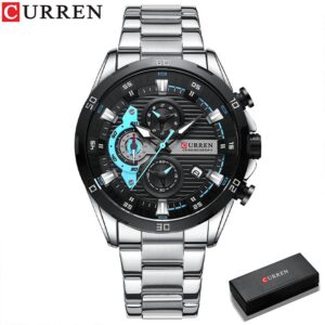 Curren Relógio De Pulso Masculino De Quartzo Aço Inoxidável Esportivo