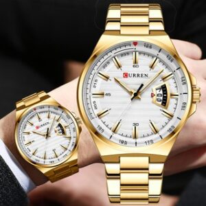 Curren Relógio De Quartzo Masculino Luxuoso À Prova D'água Em Aço