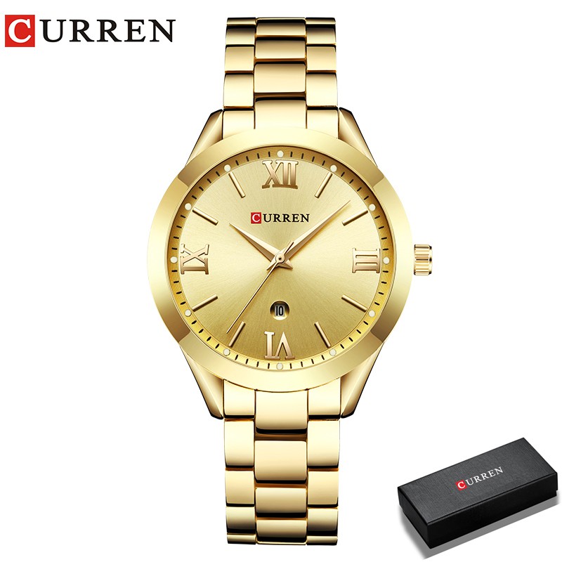 Curren Relógio Dourado Feminino Relógio com Pulseira de Aço para — Relógios e Óculos