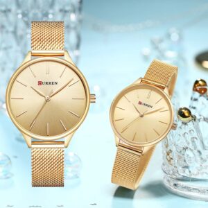 Curren Relógio Feminino Casual Simples Moda Aço Inoxidável Quartzo À