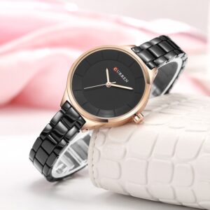 Curren Relógio Feminino Pulseira De Aço Inoxidável Ouro Luxo Moda