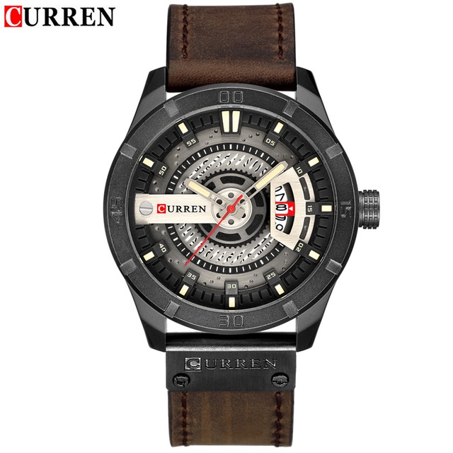 Curren Relógio Masculino Luxuoso De Quartzo Com Pulseira De Couro À