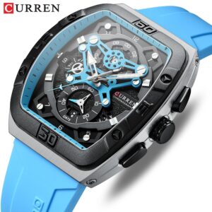 Curren Relógio Masculino Marca Original Cronógrafo Código Ponteiros