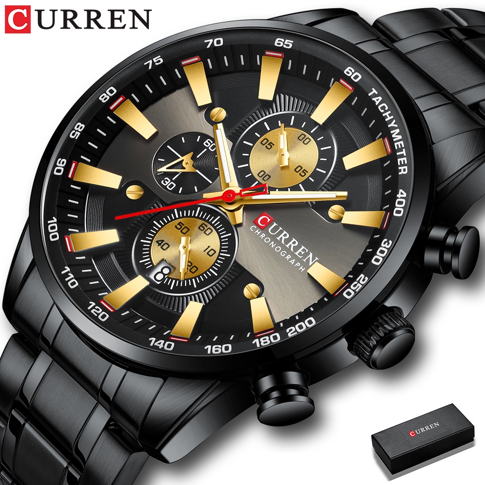 Curren Relógio Masculino Moda Quartz esportivo em aço inoxidável à